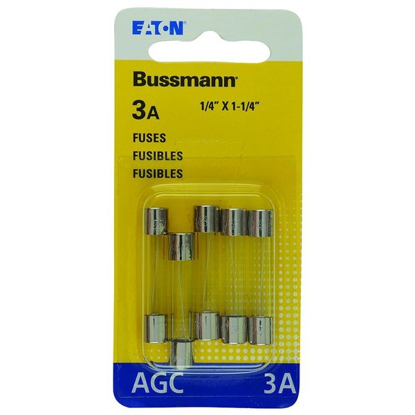 Bussman Fuse Glass Tube Auto 3A BP/AGC-3-RP